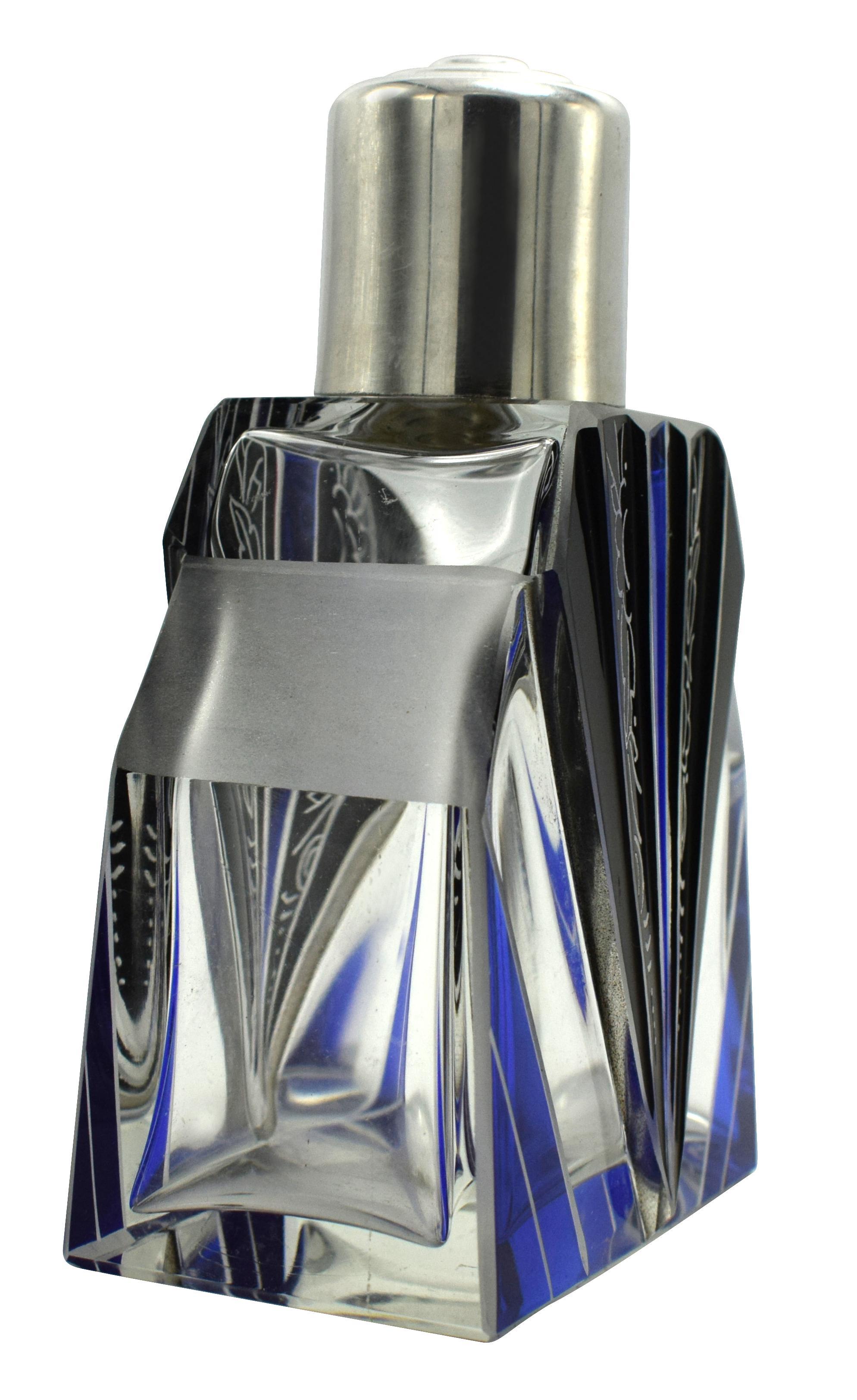 Art Deco Gents Glass Cologne Bottle, circa 1930 1