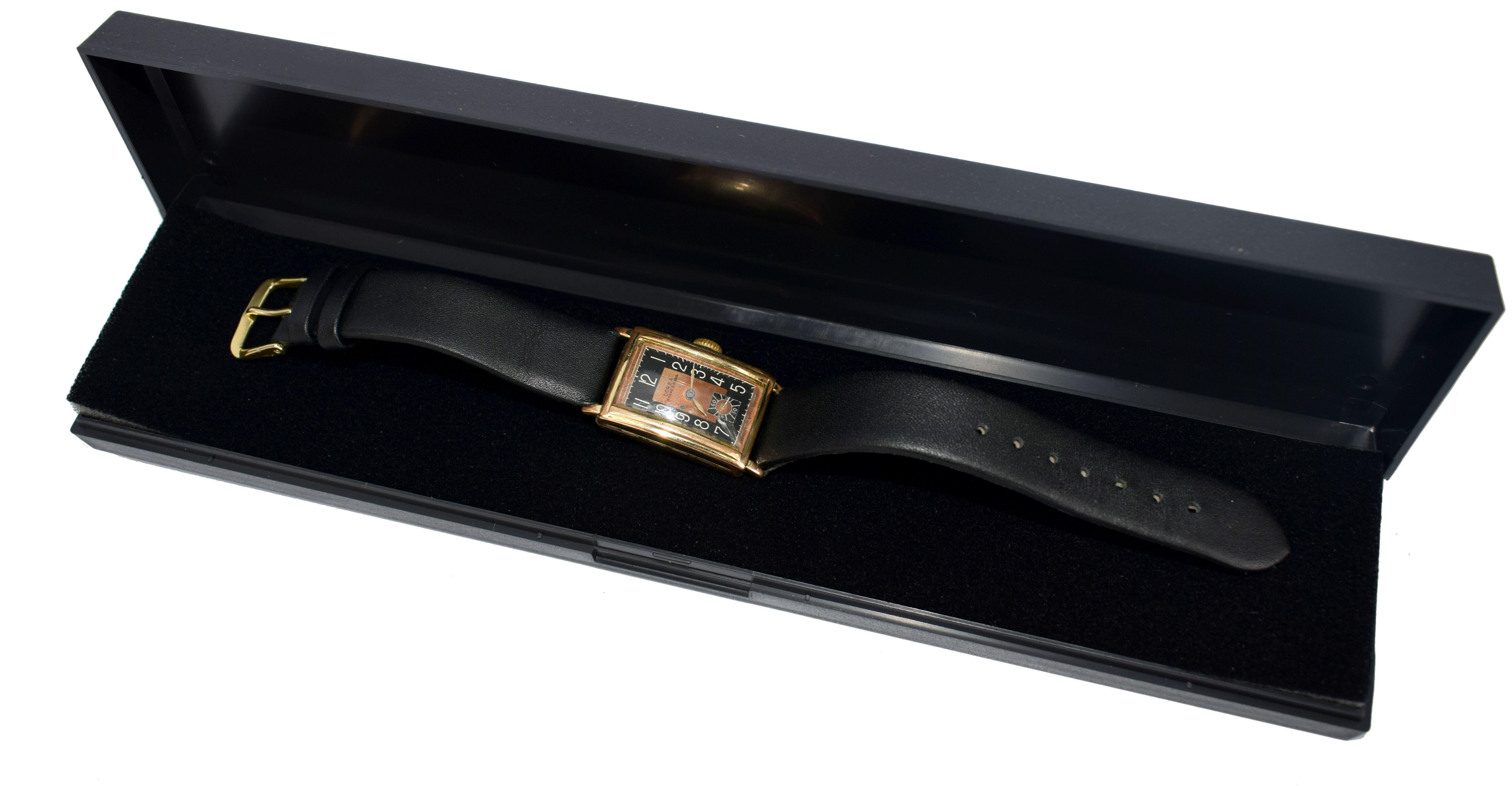 Art Deco Gents Gold-Plated Wristwatch by Dorex, Swiss, circa 1930 4