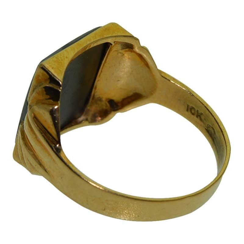 Men's Art Deco Gents Intaglio Ring 10 Karat Yellow Gold, 1940s