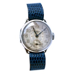 Art Deco Herrenarmbanduhr aus Silber von Bedford:: um 1929