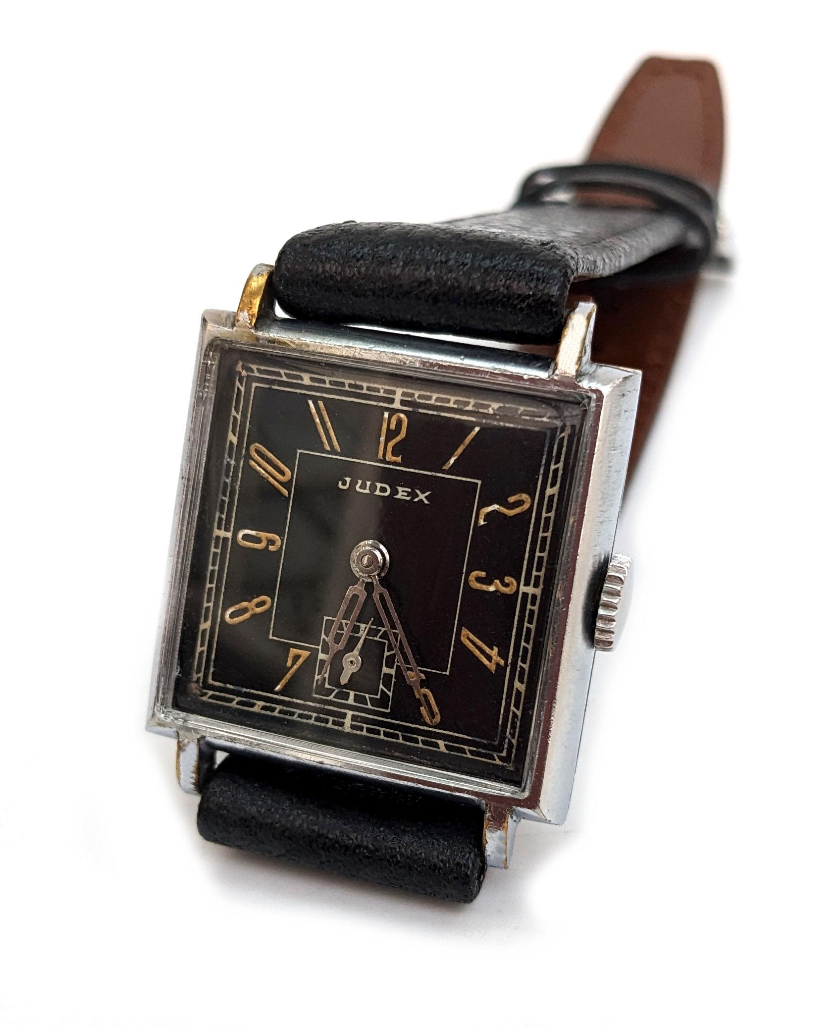 Hand-Armbanduhr für Herren im Art déco-Stil von Judex, ca. 1930er Jahre im Zustand „Gut“ im Angebot in Westward ho, GB