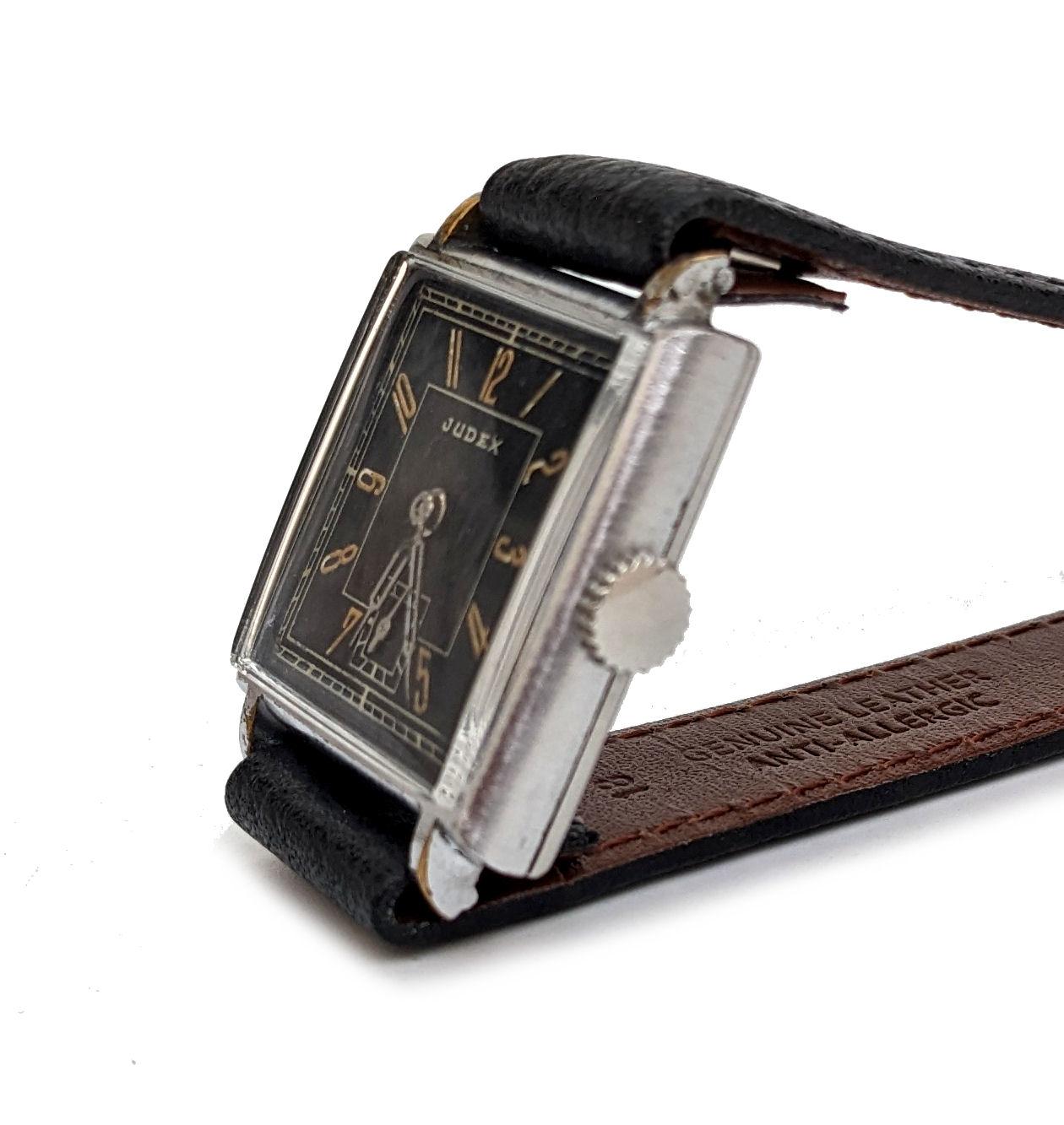 Hand-Armbanduhr für Herren im Art déco-Stil von Judex, ca. 1930er Jahre im Angebot 1