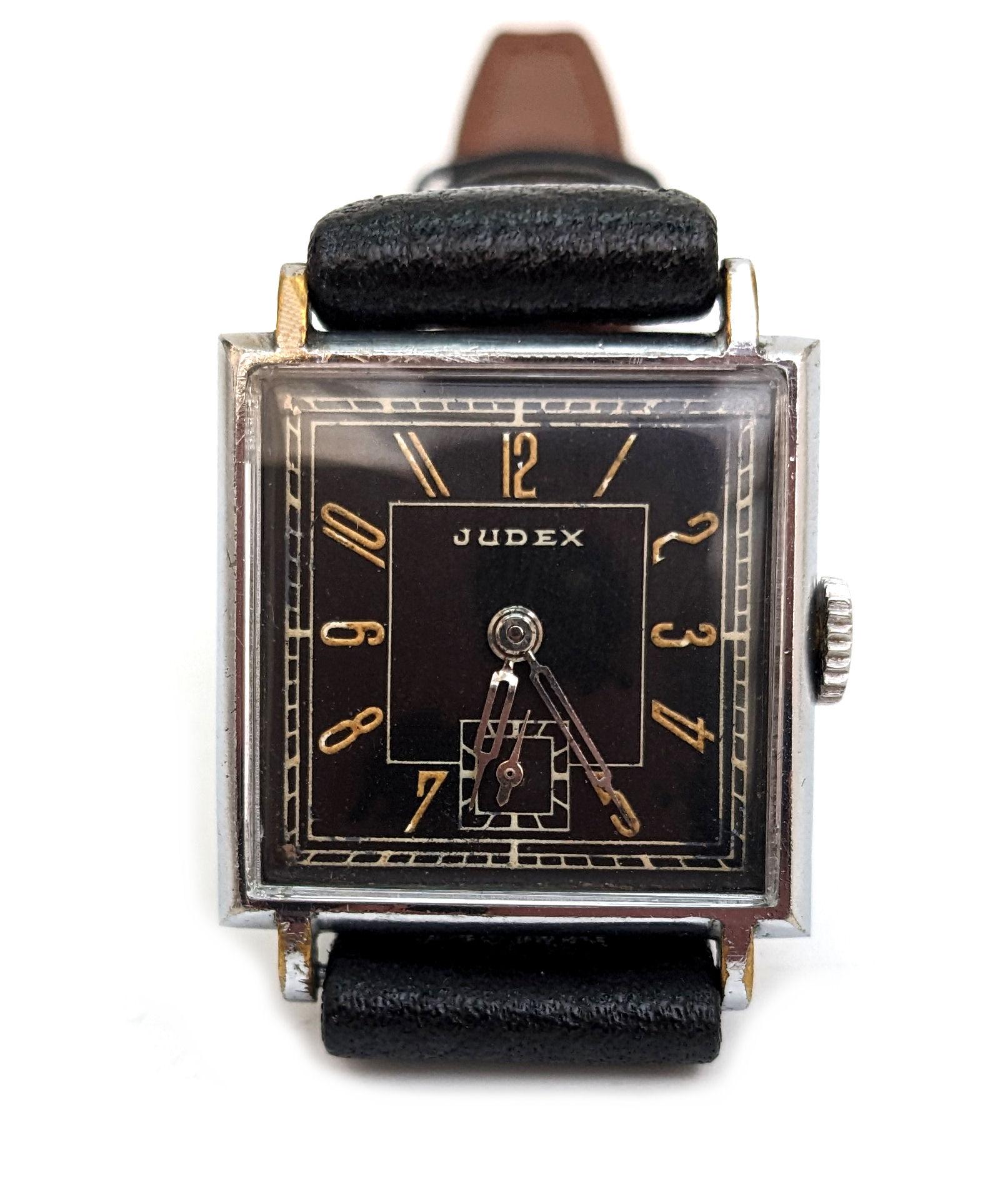 Hand-Armbanduhr für Herren im Art déco-Stil von Judex, ca. 1930er Jahre im Angebot 2