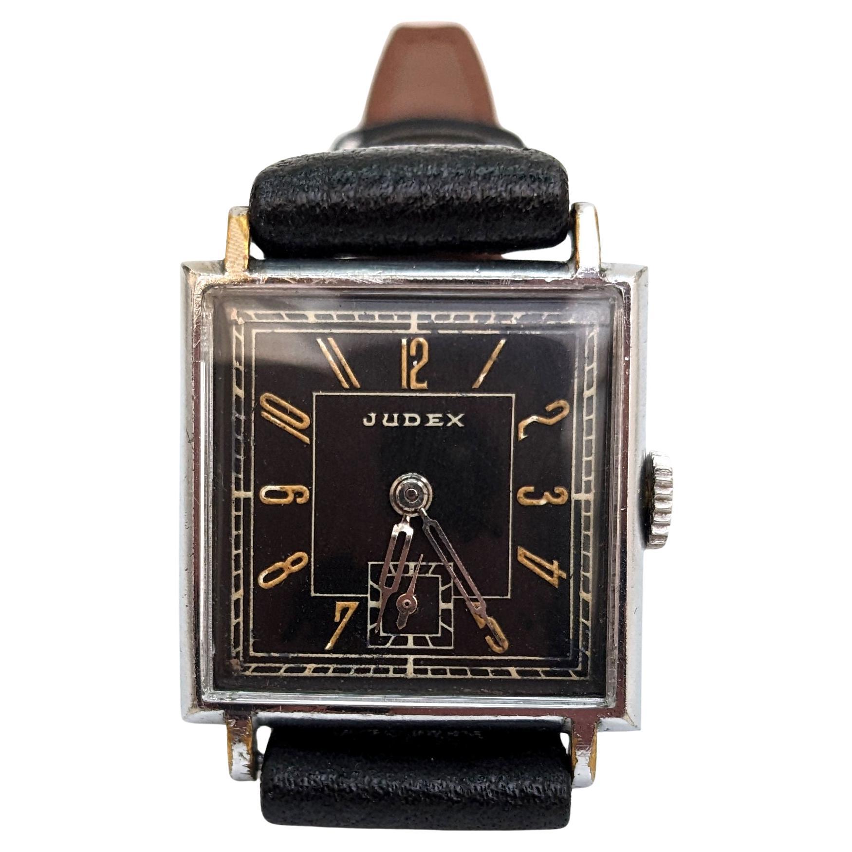 Art Deco Gents Manual Wrist Watch By Judex, c1930s For Sale
