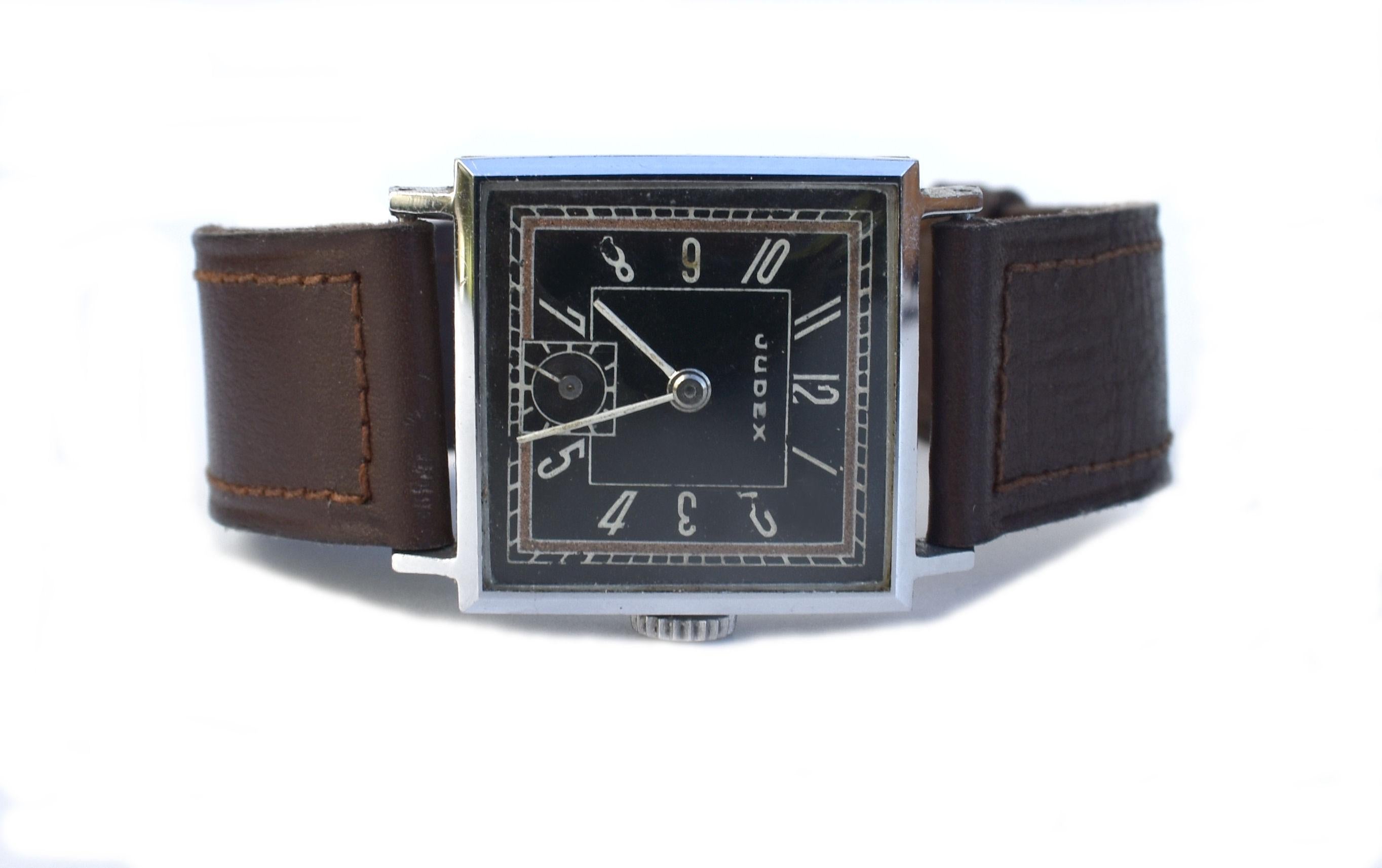 Art Deco Gents Manual Wristwatch by French Watchmakers Judex, c1930 In Good Condition In Westward ho, GB