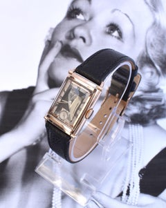 Art Deco Gents President Wristwatch 14k Rose GF, 21 Jewels, by Bulova, c1942