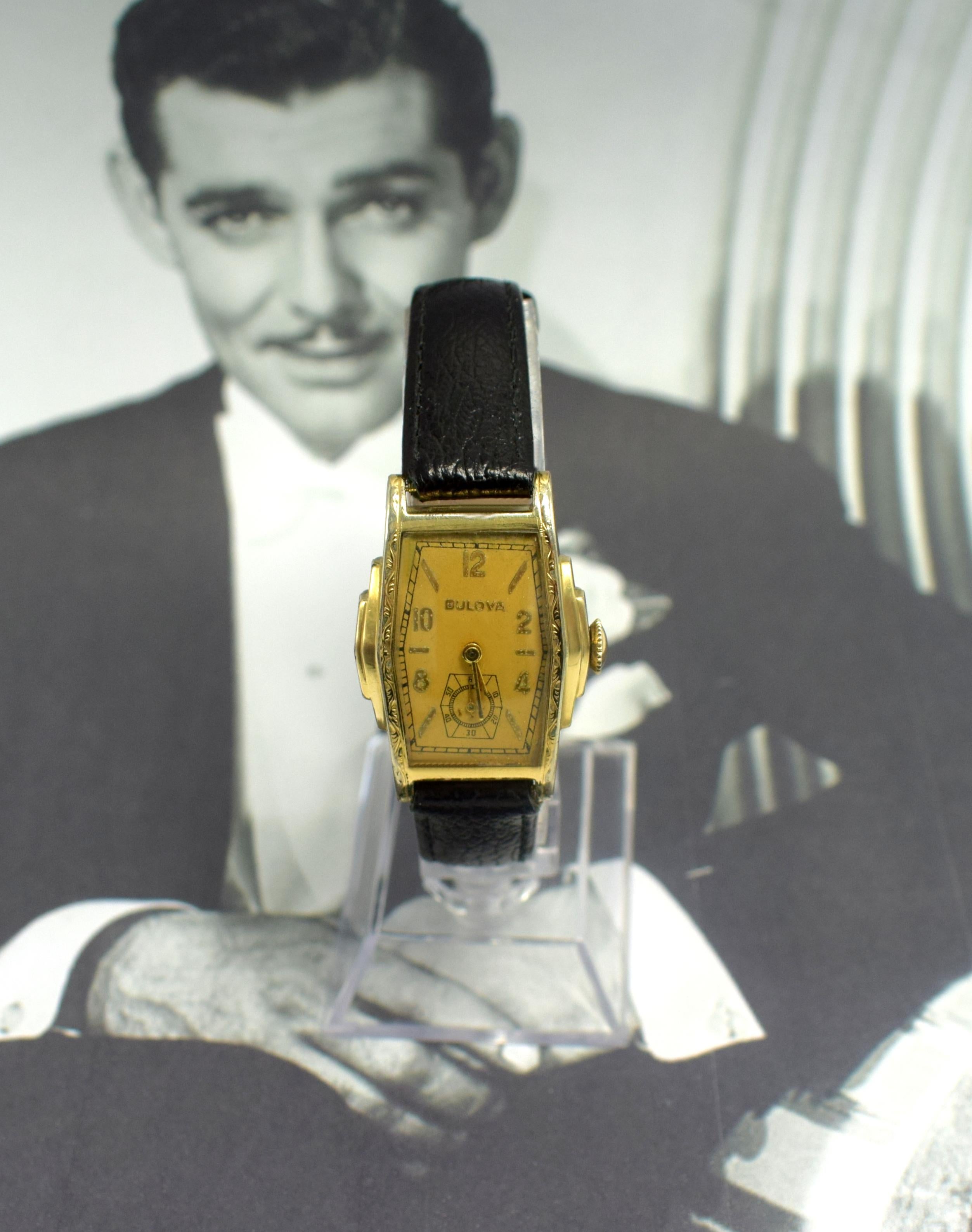 Men's Art Deco Gents Skyscraper Wrist Watch by Bulova, circa 1937