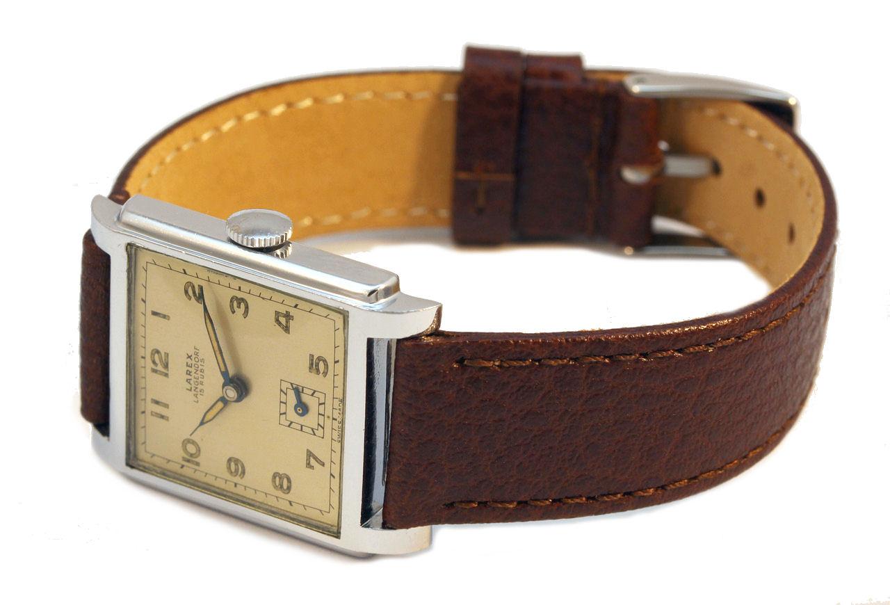 Schweizer Hand-Armbanduhr im Art déco-Stil von Larex, um 1939 im Angebot 2