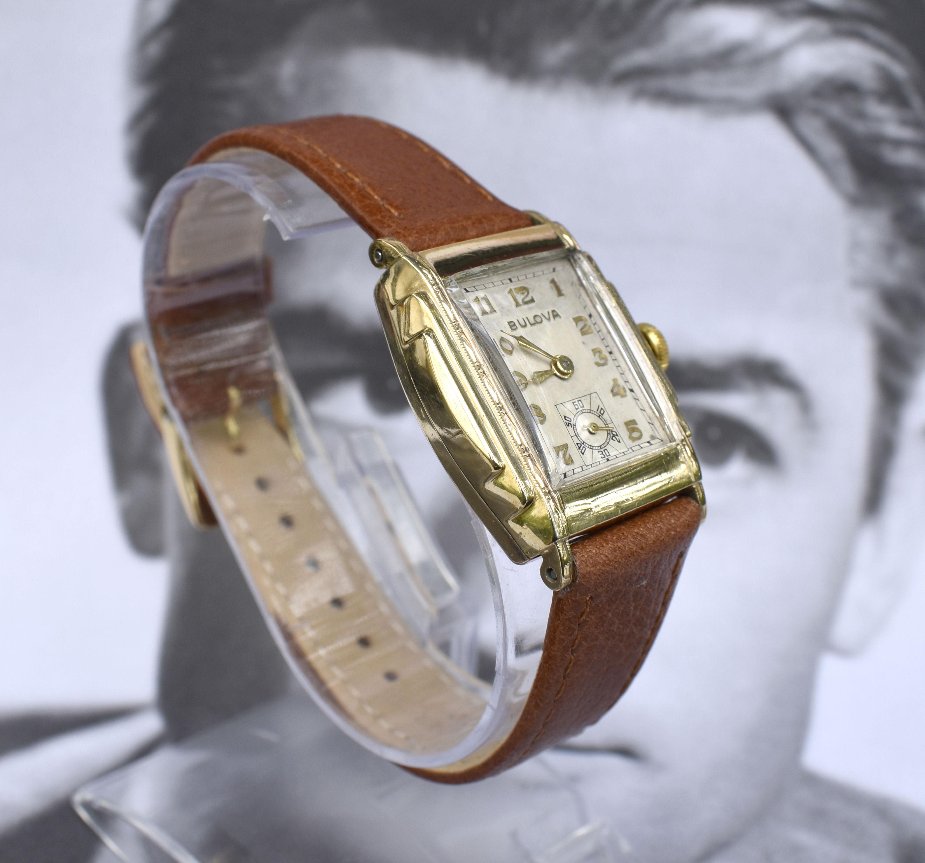Men's Art Deco Gents Watch, 10k Gold, By Bulova, Serviced, c1936