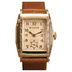 Art Deco Gents Watch, 10k Gold, By Bulova, Serviced, c1936