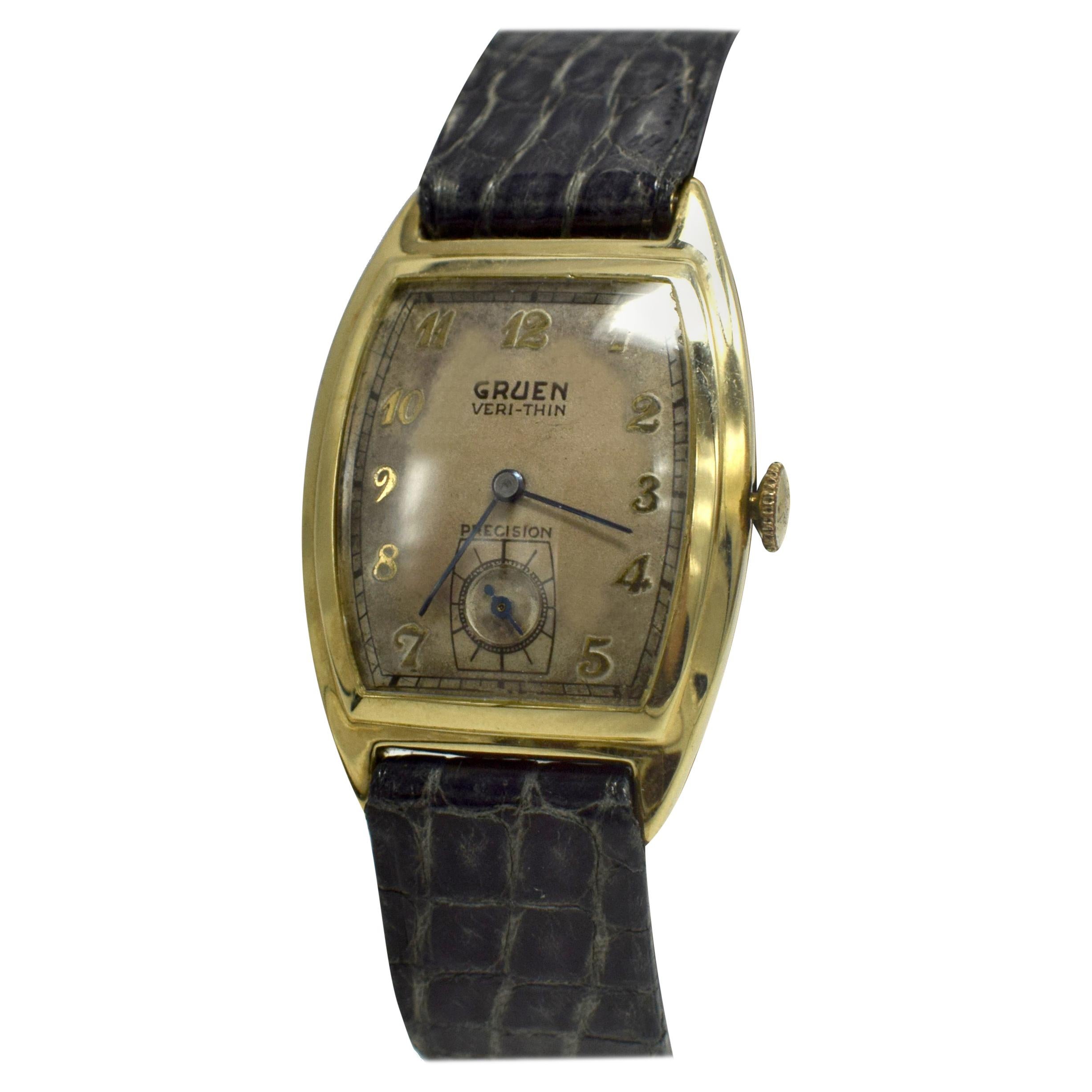 Art Deco Gents Wrist Watch by Gruen, circa 1930