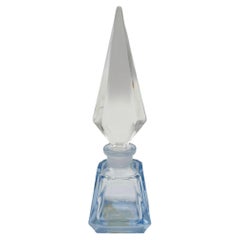 Bouteille à parfum Art Déco en cristal bleu géométrique par Irice Allemagne de l'Ouest