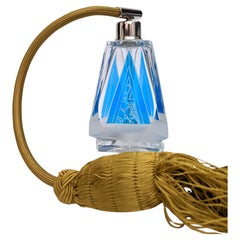 Art Deco Geometric Blue Enamel Perfume Bottle By Karl Palda, c1930
