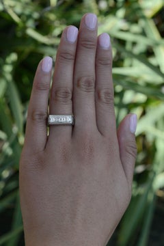 Art Deco Geometric Carré Cut Diamond Platinum Band