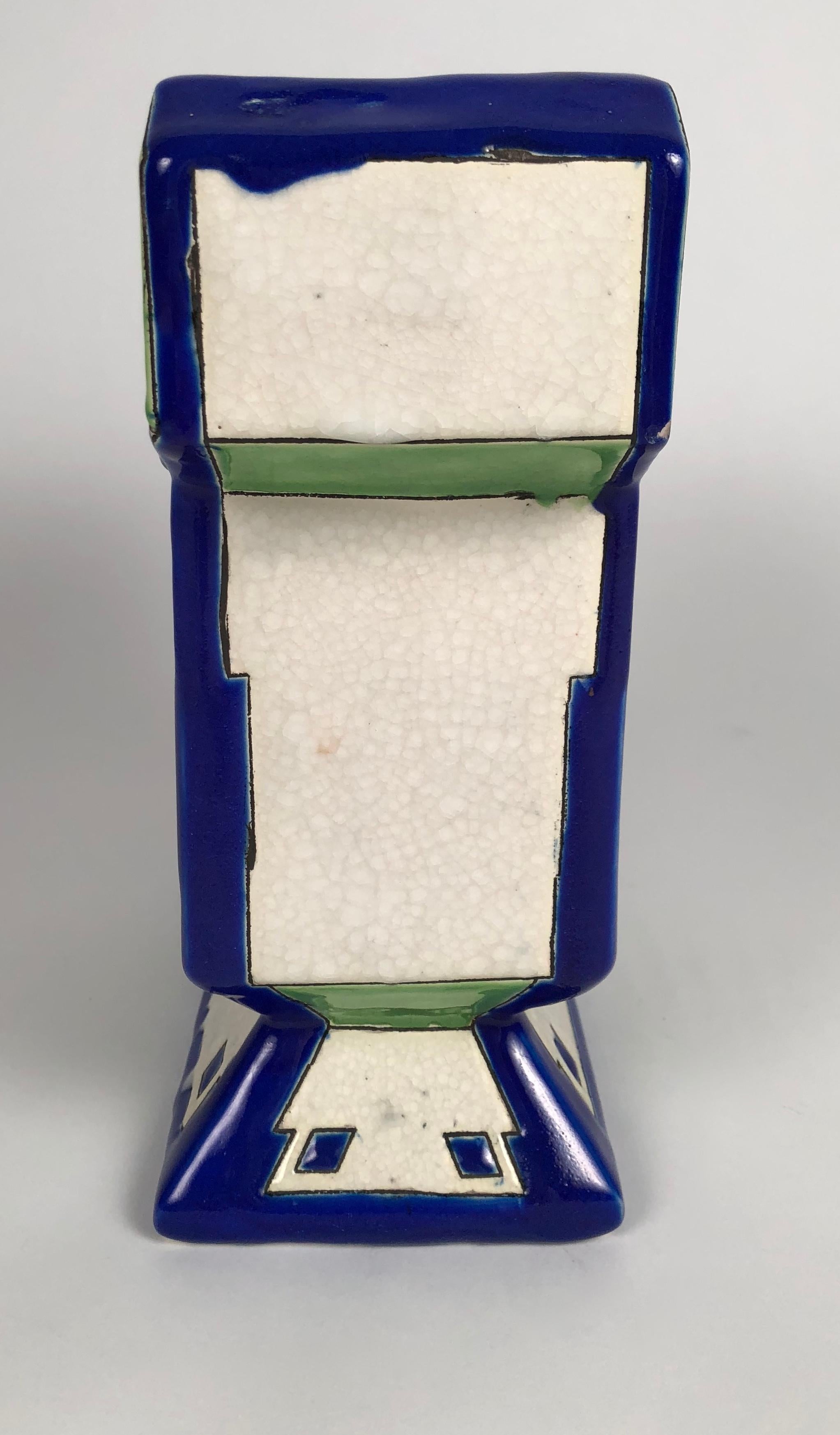 Glazed Art Deco Blue and Green Ceramic Vase by Boch Freres Keramis