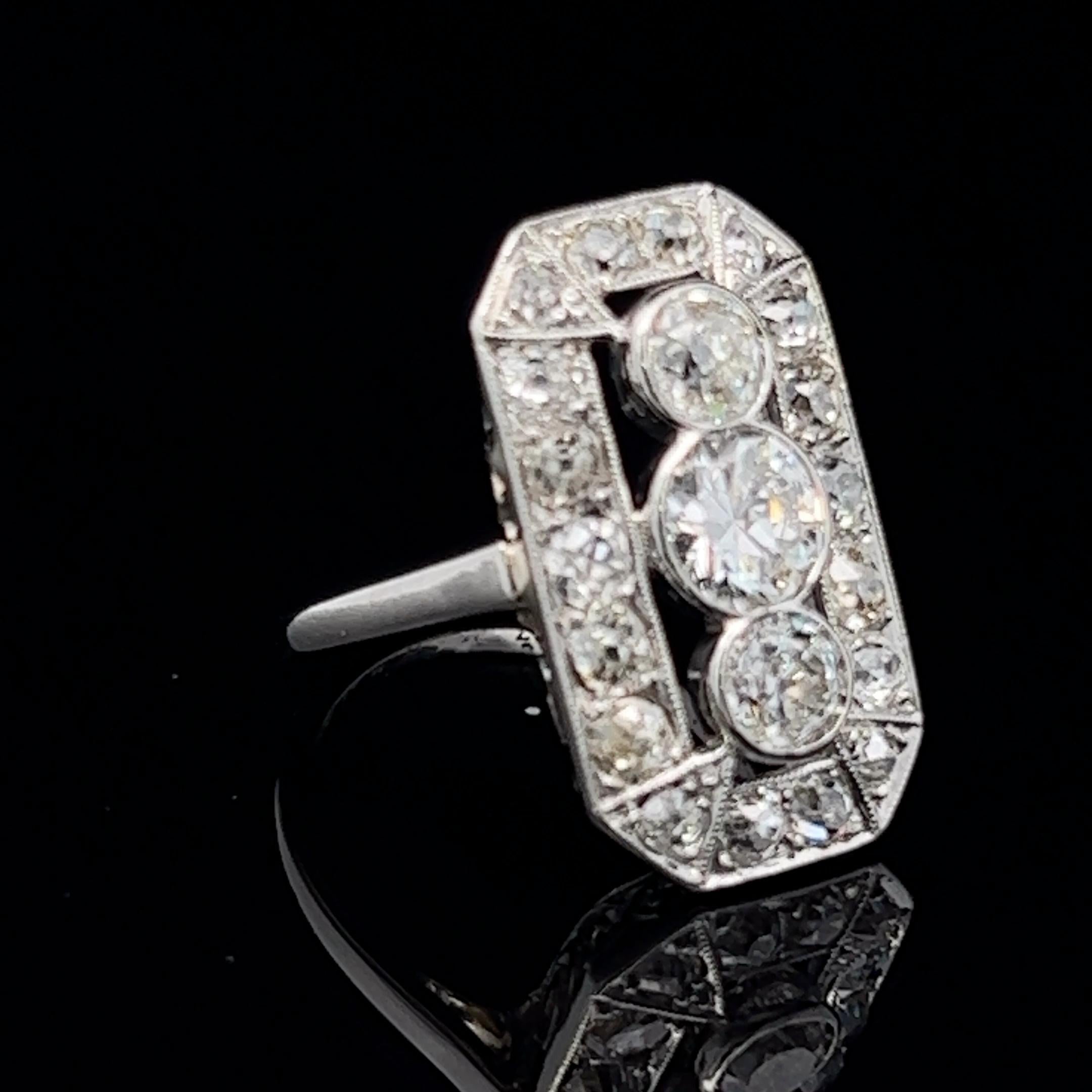Art Deco  Geometric Diamond Ring Circa 1920s For Sale 3