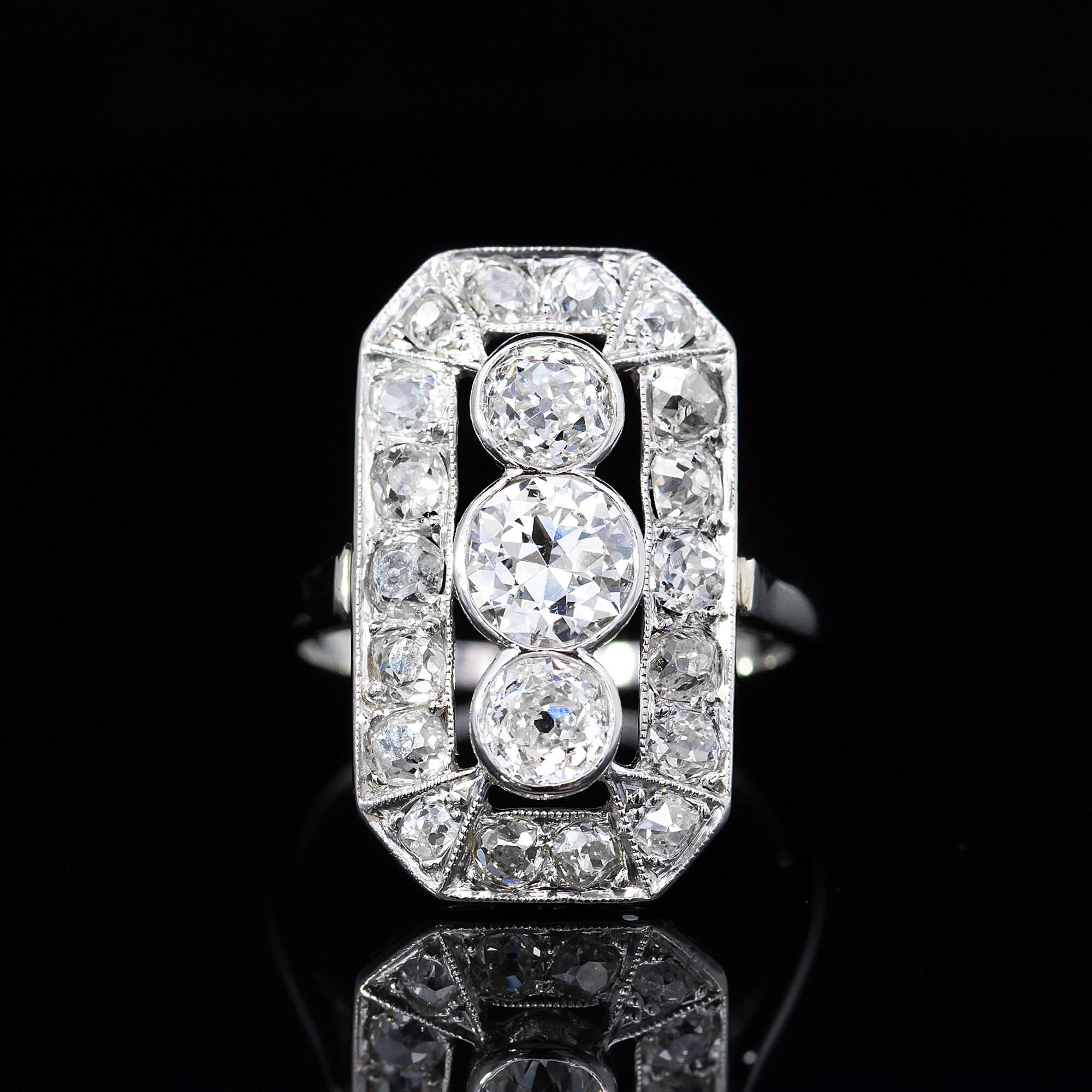 Art Deco  Geometrischer Diamantring Circa 1920er Jahre 3
