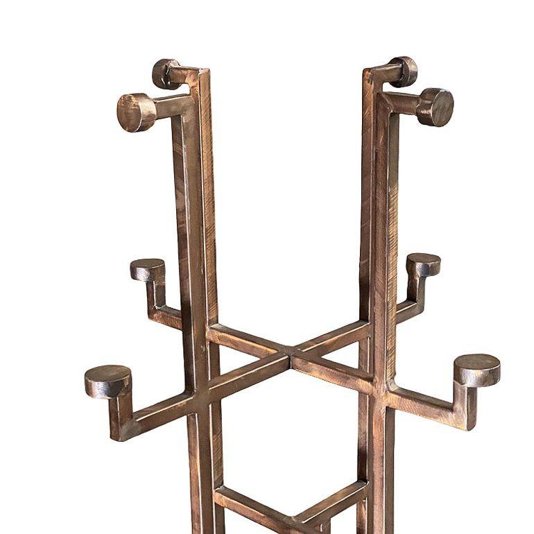 Art Deco Geometric Frank Lloyd Wright Style Copper Colored Coat & Hat Rack In Excellent Condition For Sale In Van Nuys, CA