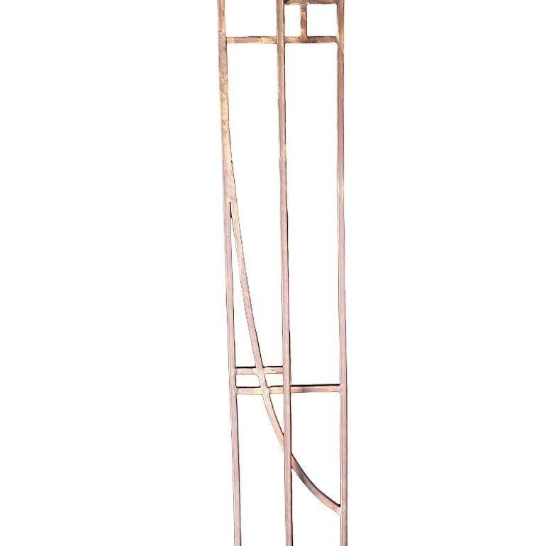 Steel Art Deco Geometric Frank Lloyd Wright Style Copper Colored Coat & Hat Rack For Sale