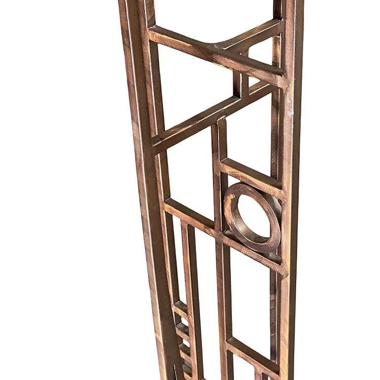 Art Deco Geometric Frank Lloyd Wright Style Copper Colored Coat & Hat Rack For Sale 1