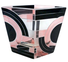 Vase géométrique Art Déco en verre et émail, République tchèque, vers 1930