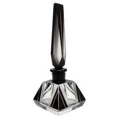 Art Deco Geometric Glass Perfume Bottle, 1930's