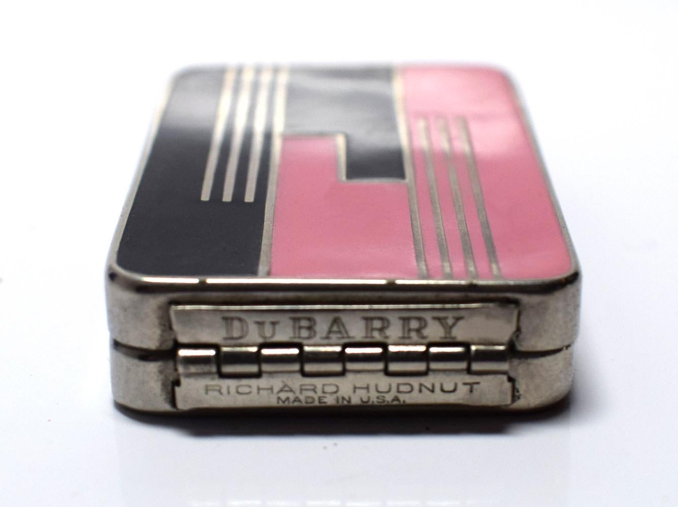Art Deco Geometric Ladies Powder Compact Du Barry In Excellent Condition In Westward ho, GB