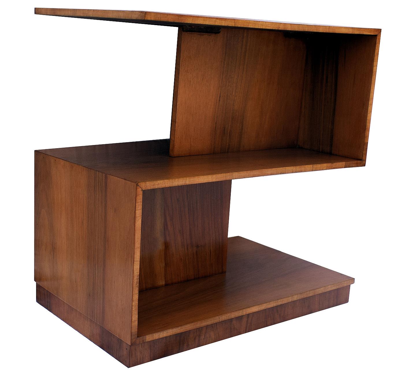 Great Britain (UK) Art Deco Geometric Modernist Walnut Two-Tier Table