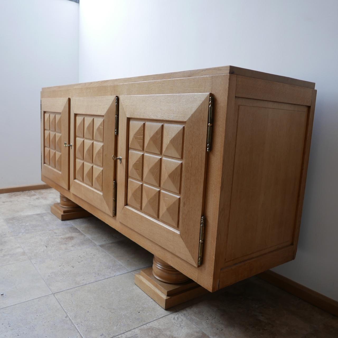 Art Deco Geometric Oak French Midcentury Credenza In Good Condition In London, GB
