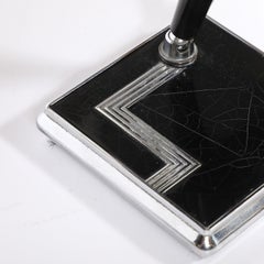 Penna stilografica Art Déco con base quadrata geometrica in cromo e bachelite, firmata Esterbrook