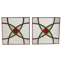 Art Deco Geometric Stained Glass Window 25x25cm