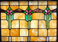 Art Deco Geometric Stained glass Fenster 33" x 27"