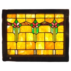 Art Deco Geometric Stained glass Fenster 33" x 27"