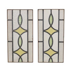 Art Deco Geometric Stained Glass Window 51x24cm