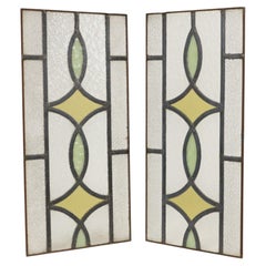 Art Deco Geometric Stained Glass Window 51x24cm