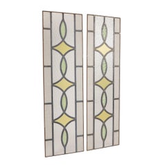 Art Deco Geometric Stained Glass Window 85x24cm