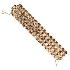Bracelet débardeur portugais en or rose et blanc de style Art déco, années 1940