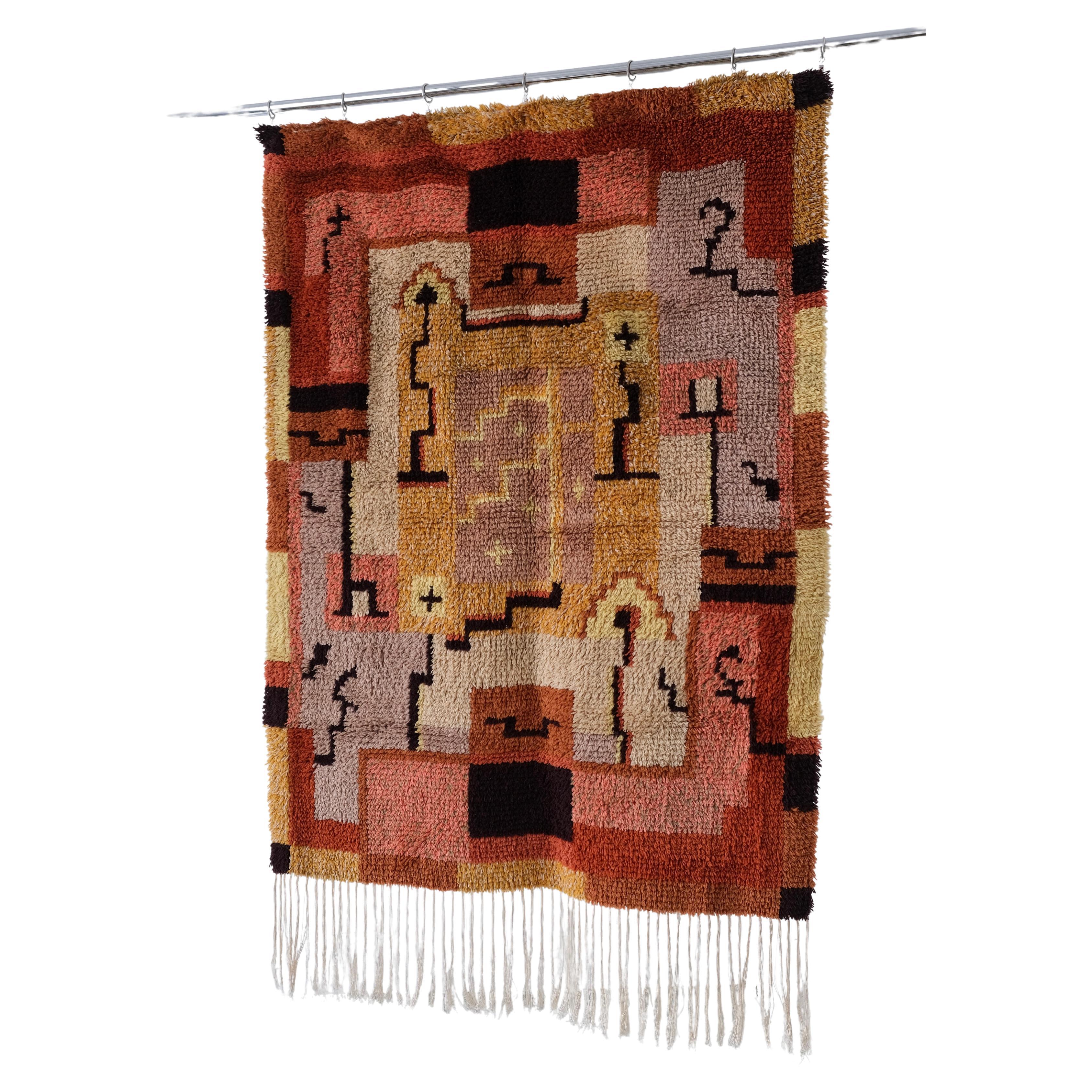 Art Deco Geometric Wall Rya Rug, Finland