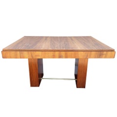 Art Deco Geometric Walnut Dining Table Desk Inspired by Charles Dudouyt