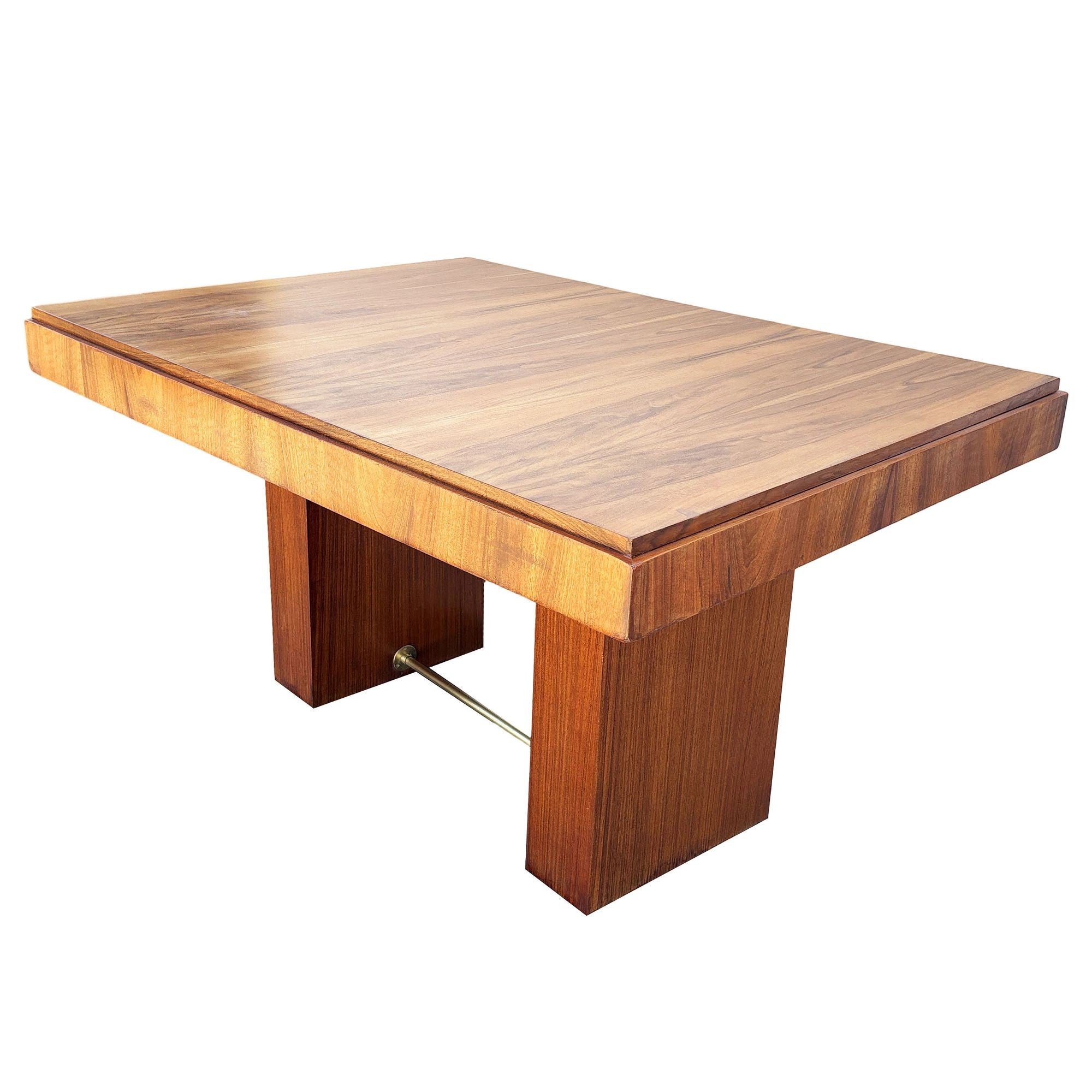 Art Deco Geometric Walnut Dining Table Desk Inspired by Charles Dudouyt For Sale
