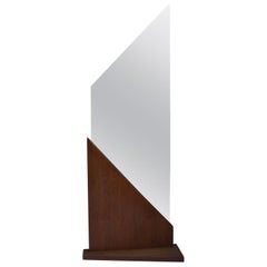 Art Deco Geometric Wood Floor Vanity Theater Mirror, 1930s