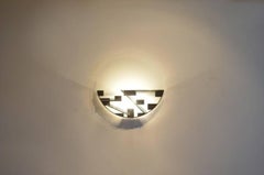 Art Deco Geometrical Metal Design Wall Sconce with Opalescent Glass Diffuser