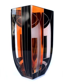 Art Deco Geometrically Patterned Glass Vase, circa 1930