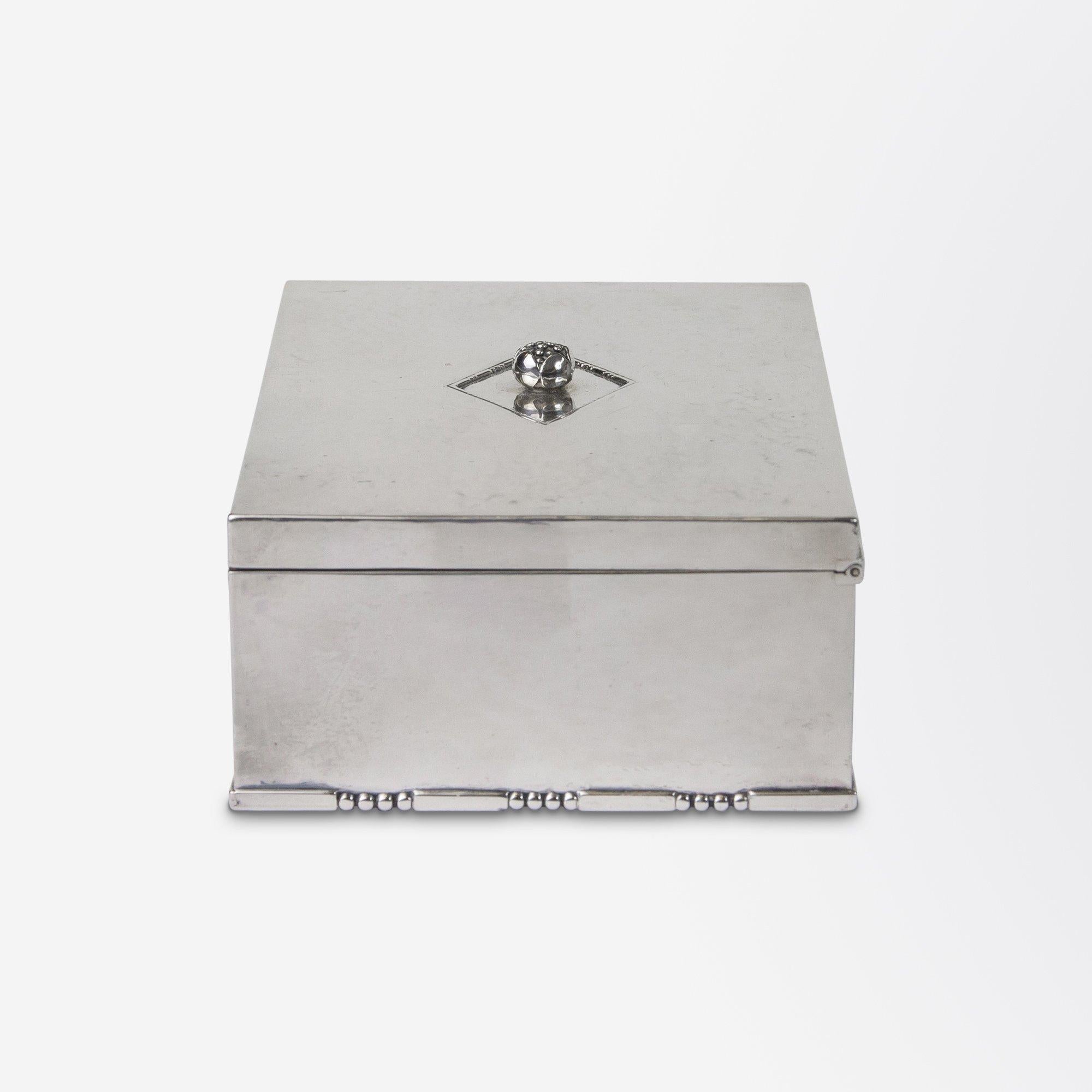 Art Deco Georg Jensen Silver Cigarette Box Designed by Johan Rohde In Excellent Condition In Brisbane, QLD