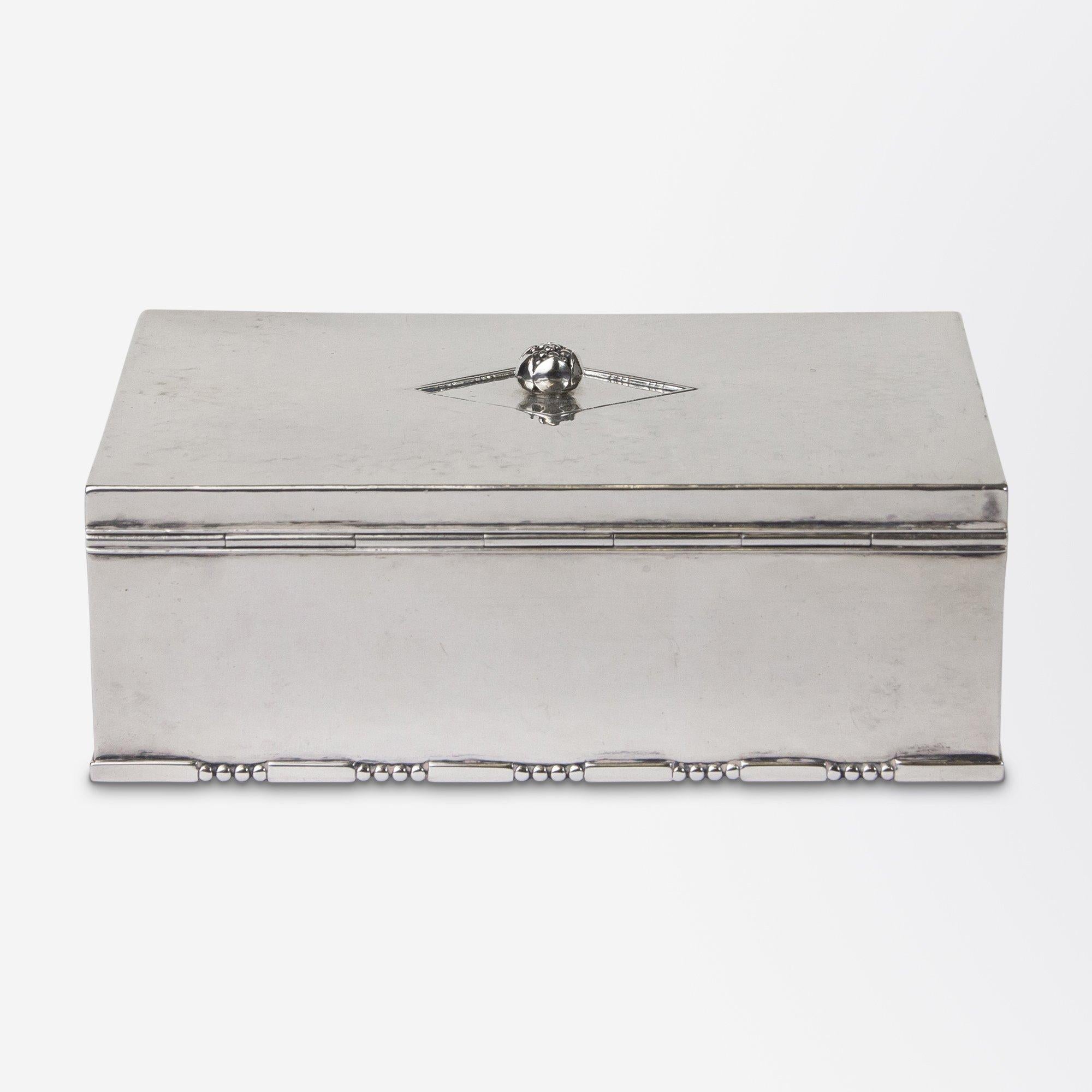 Women's or Men's Art Deco Georg Jensen Silver Cigarette Box Designed by Johan Rohde