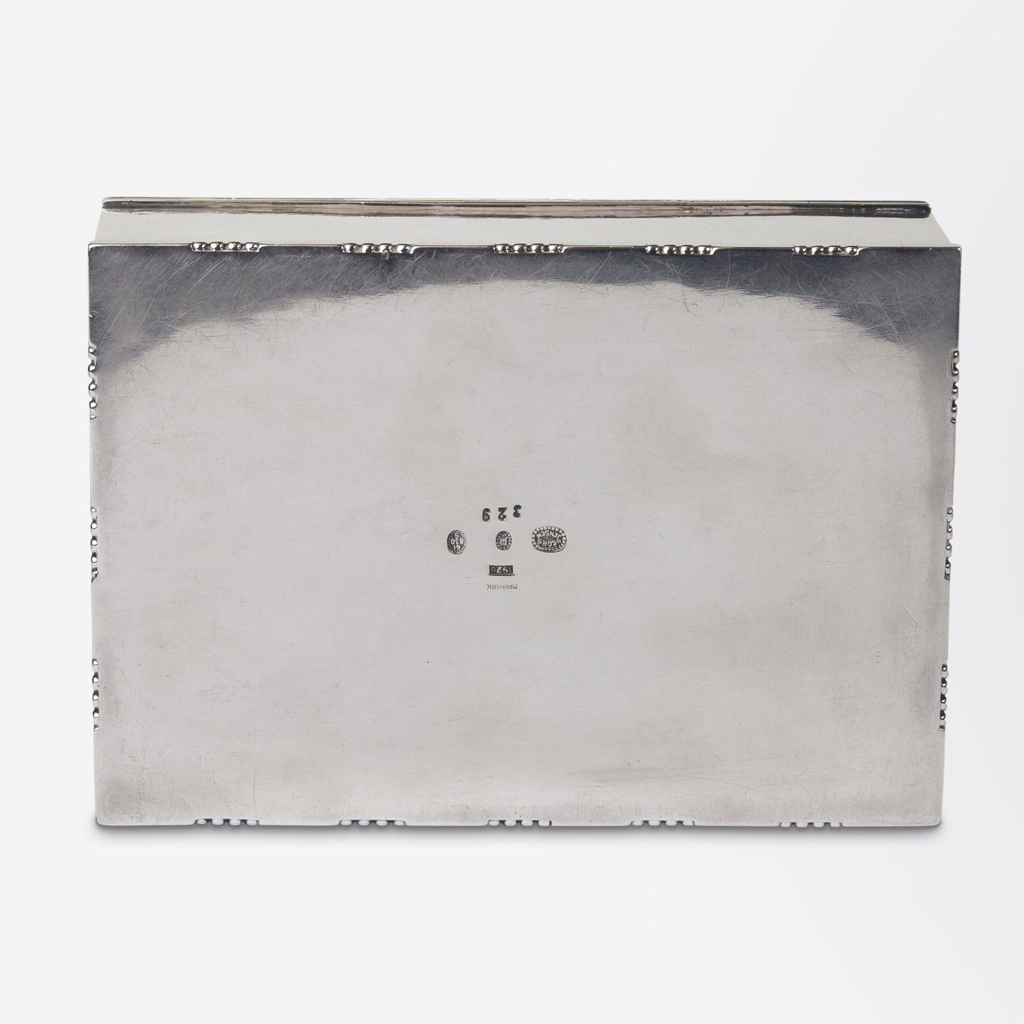 Art Deco Georg Jensen Silver Cigarette Box Designed by Johan Rohde 1