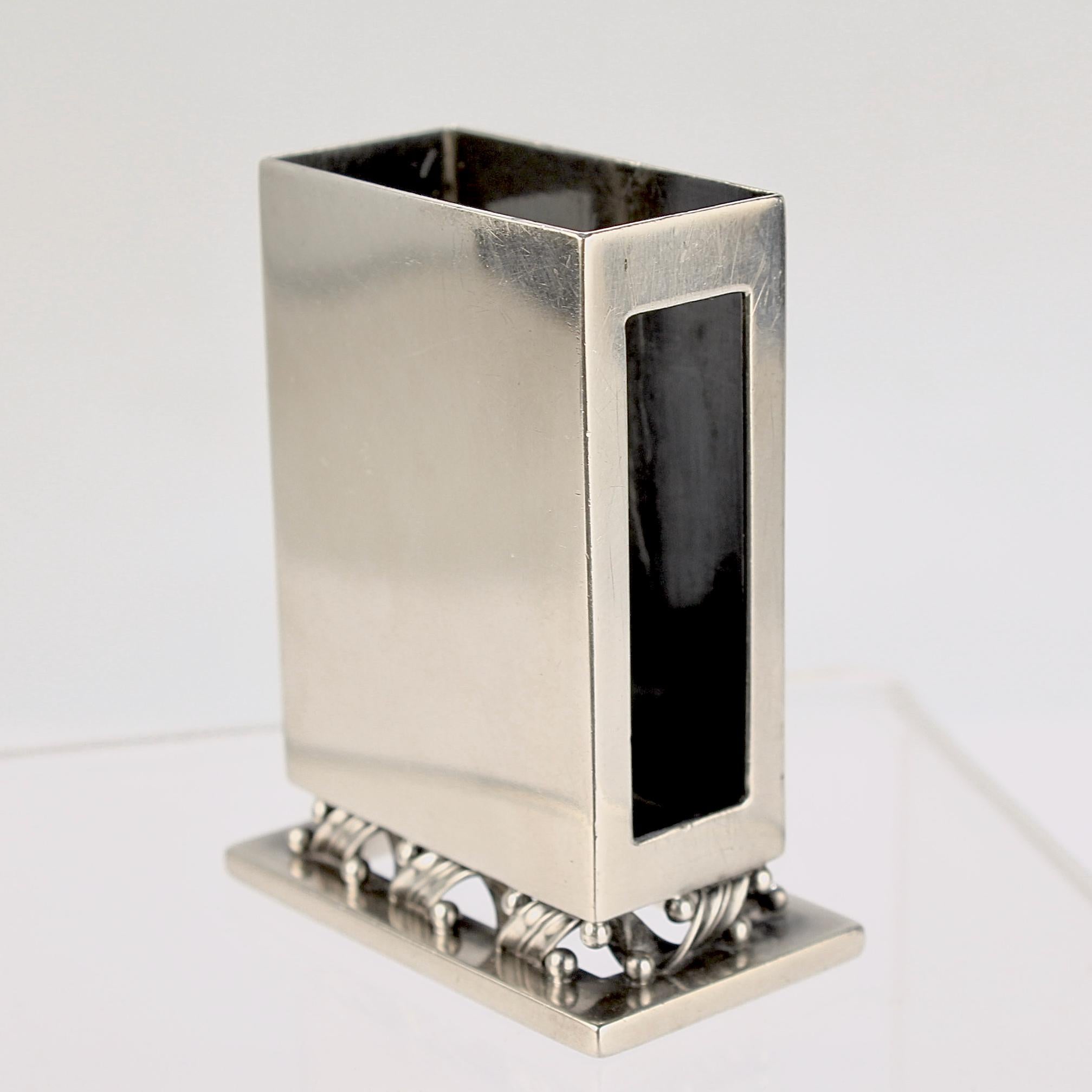 Art Deco Georg Jensen Sterling Silver Matchbox Holder No. 639 by Harald Nielsen In Fair Condition For Sale In Philadelphia, PA