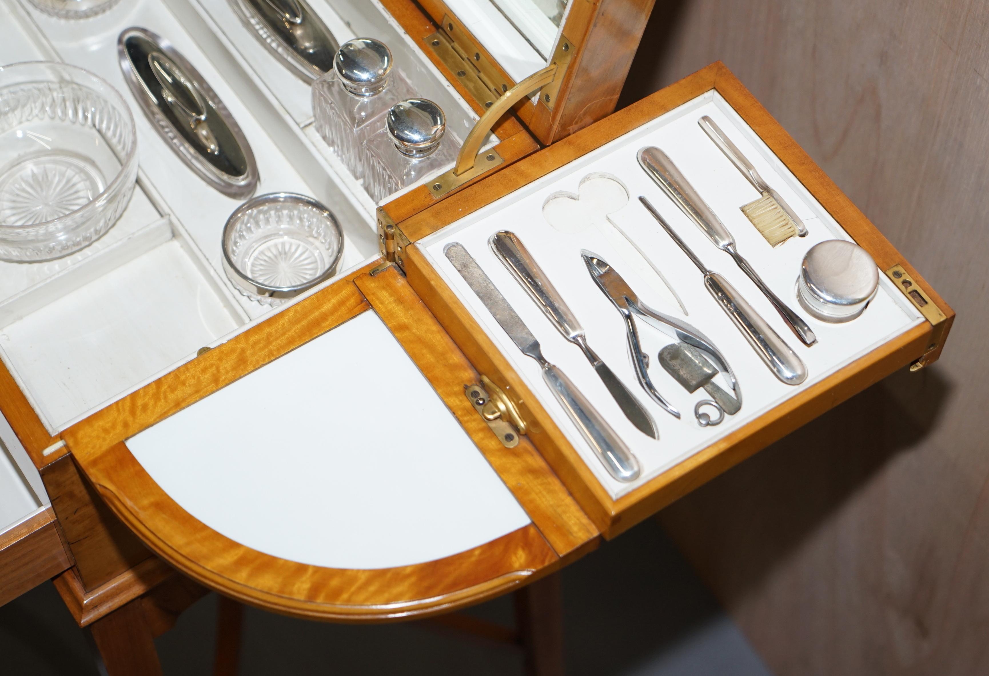 Art Deco George Betjemann & Sons Metamorphic Dressing Table Sterling Silver Set 10