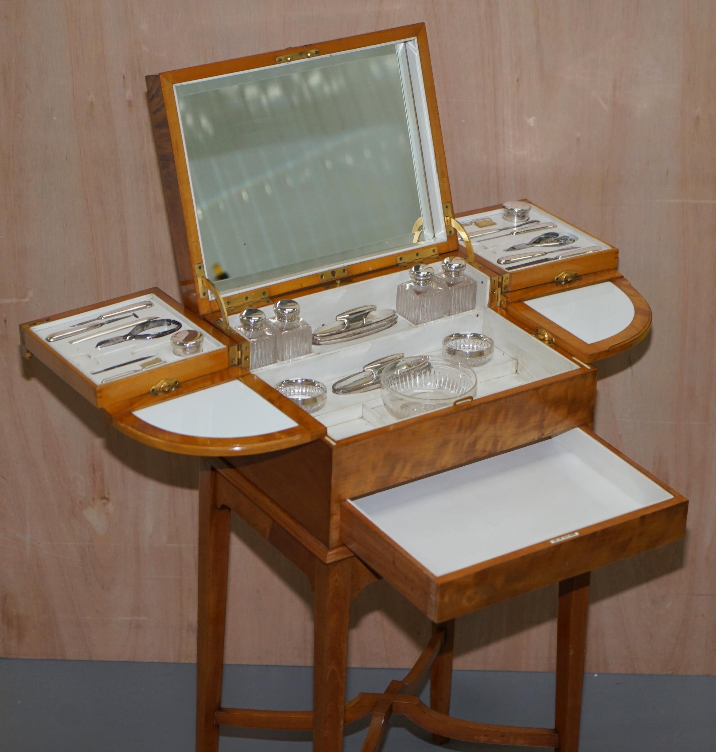 Art Deco George Betjemann & Sons Metamorphic Dressing Table Sterling Silver Set 12