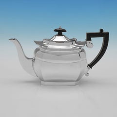 Art Deco George V Sterling Silver Four-Piece Tea Set, William Adams, 1933